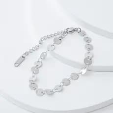 Pulseira Feminina Mini Círculos Prata Aço Inoxidável Delicada Joia Elegante Minimalista Versátil