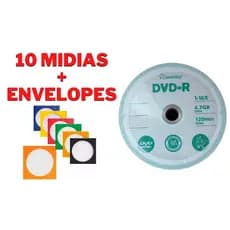 10 Mídia Dvd-r Virgem Smartbuy+10 Envelopes Papel C/visor
