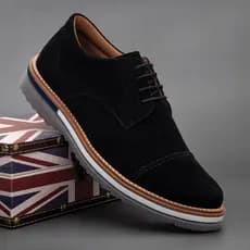 Sapato Masculino Oxford Camurça Brogue Conforto Sola Bicolor Social Casual Elegante Tendência