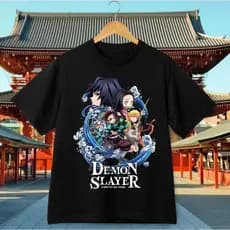 camiseta Damon Slayer T-shirt basica Infantil, Adolecente e Adulto Blusa 100 Algodão Anime Mangá Kimetsu no Yaiba