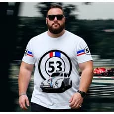 Camiseta T-Shirt Básica Algodão Qualidade Estampa Automobilística Carro Fusca Herbie
