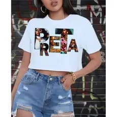 Blusa T-Shirt Básica Camiseta Crooped Algodão Qualidede Estampa Afro Cultura Negra Mulher Preta África Brasil