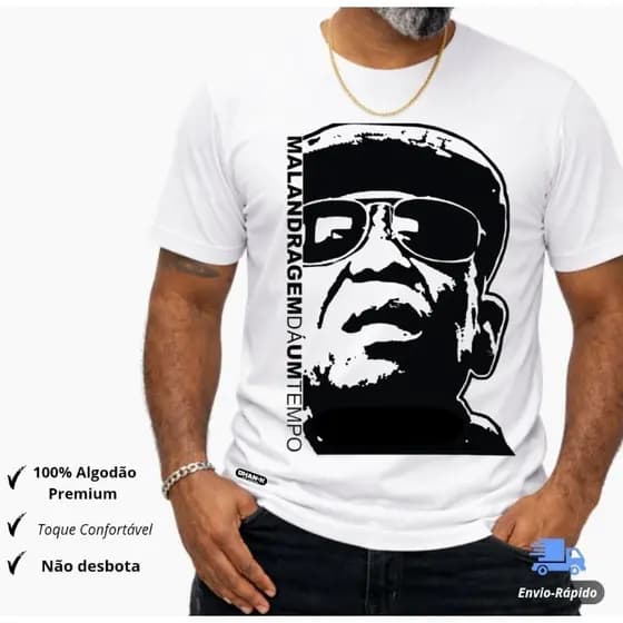Camiseta Básica Unissex Bezerra da Silva 100% Algodão Estampa Samba e Pagode Música popular brasileira