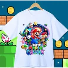 Camiseta T-Shirt Super Mario Galaxi Blusa Infantil Adolescente e Adulto 100%Algodão/Geek Gamer Filme/ Envio rápido