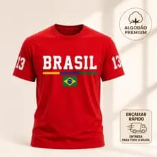 Camiseta T-Shirt Básica Brasil 13 Blusa Algodão Qualidade Premium Povo Brasil P. dos trabalhadores