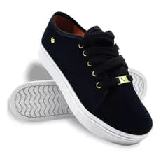 Tênis Feminino Casual Slip on Preto Confortavel