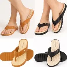 Kit 2 Pares Chinelo Feminino Tamanco Ortopedica Tratorada Confortavel Massageadora Caramelo/Preto