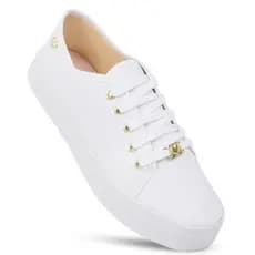 Tênis Casual Feminino Branco Ping Coração Slip On Confortável Leve Casual