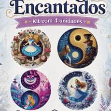 Kit 4 Bottons Alice no País das Maravilhas Broche Pin Escolar Mochila Bolsa geek Chapeleiro Maluco