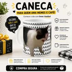 Caneca Meme Gato A A A A Cat Presente Engraçado Geek Café e Chá Personalizada Meme internet Viral