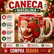 Caneca Natalina 3D Tricô | Presente Natal Merry Christmas Café Chá Cerâmica 325ml Café e Chá