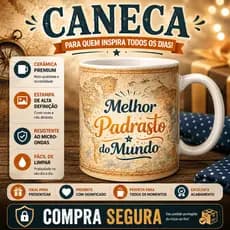 Caneca Melhor Padrasto do Mundo Dia dos Pais Presente Família Paidrasto café chá Porcelana 325ml
