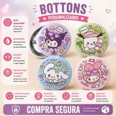 Botton Hello Kitty e Kuromi Pin Broche Colecionável Presente Geek mochila bolsa presente Geek