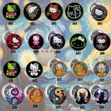 Kit 4 Bottons Variados Geek Anime Desenho Personagens Catálogo Broche Pin Alfinete Boton Hello kitty