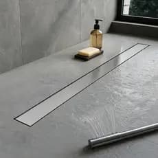 Ralo Linear Oculto Invisível 5cm com Grelha em Inox e Caixa Coletora Sifonada 50cm 70cm 80cm 90cm