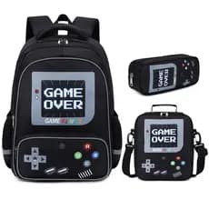 Kit Mochila Escolar Infantil Menino Impermeável Reforçada com Lancheira e Estojo