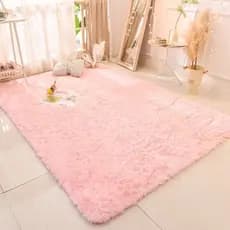 Tapete Felpudo Rosa Bebe/Claro/Pink Peludo p/ Sala Quarto de Menina Antiderrapante
