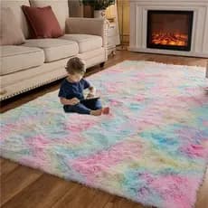 Tapete Felpudo Tie Dye Arco Íris 2,00x1,40 Macio Antiderrapante