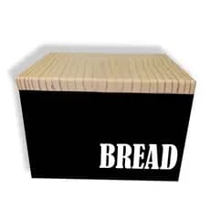 Porta Pães Bread Caixa Decorativa Cesta Pão Preto Pinus Mdf