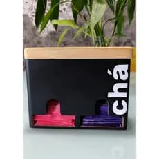 Porta Sachês de Chás Duplo em Madeira MDF e Pinus Preto