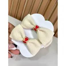 Laço bege parzinho de laço infantil laço de cabelo detalhe coração