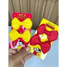 Par de Laços Infantil Turma da Mônica parzinhos de laço vermelho e amarelo