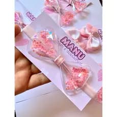 laço para bebê / laço rn / laço na meia de seda / laço na faixinha / laço rosa bebê