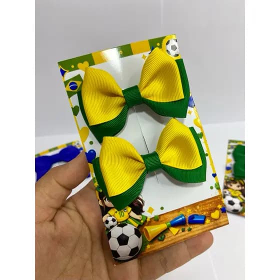Parzinho de laço verde e amarelo , laço Brasil , Laço infantil