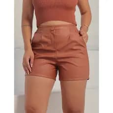 Shorts Shortinho Courino Thayna Feminino com botão e elastico no cós