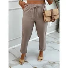 Calça Feminina TEREZA com Barra Italiana Linho PREMIUM e elástico no cós casual