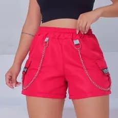 Short Feminino Cargo Tactel FERNANDA Moda Gringa New York Bolsos Laterais