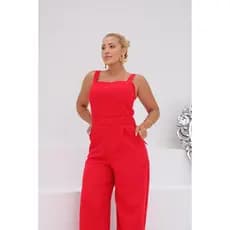 Macacão Vanessa em Linho: Elegância e Conforto em Vermelho e Branco