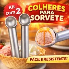 Kit 2 Colher Sorvete Açaí Profissional Bola Grande Alumínio Resistentes