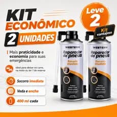 Kit 2 Reparador De Pneus Spray Veda Furo 400mL Veda Enche Carro Moto Bike