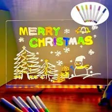 Mesa Para Desenho Prancheta Luz Led com 7 Canetas - Lousa DIY Iluminada Presente Criativo para Crianças e Anotações USB