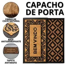Capacho De Porta Fibra De Coco Tapete Entrada Casa Antiderrapante Tapetes Decorativos Seja Bem Vindo