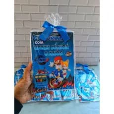 Lembrancinha Sonic – Festa Infantil – Livrinho de Colorir  Personalizado + Mini Giz de Cera