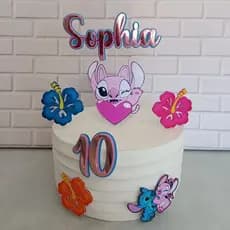Topo de Bolo Stitch e Angel Personalizado com Nome e Idade – Decoração Festa Infantil, Aniversário, Lembrancinha