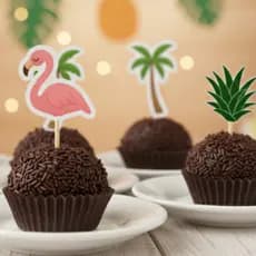 Tags e Apliques para Topo de Docinhos – Festa Flamingo, Tropical, Tardezinha e Pool Party- Decoração