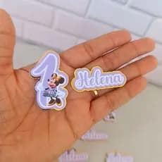 Aplique Personalizado Nome e Idade 3D - Decoração Disney 50 anos - Aplique Minnie