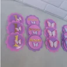 TAG 3D 7 cm - Tag para Pirâmide Lembrancinha - Aplique Jardim Encantado - Jardim das Borboletas
