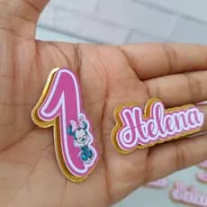 Aplique Personalizado Nome e Idade 3D - Decoração Minnie  - Aplique - Nomes 3D - Números 3D - Minnie