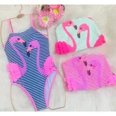 Maiô Cisne  Infantil Menina  Babado Praia Verão