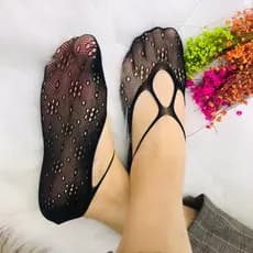 KIT COM 3 PARES Par de meias arrastão preta soquetes Sapatilha curtas