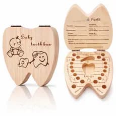 Estojo Dental Porta Dente De Leite Caixinha Infantil Madeira menina menino
