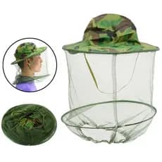 Chapéu Camuflado com Tela Mosquiteiro Proteção mosquito Insetos Pesca Pescaria Camping Trilhas fazenda Aventura
