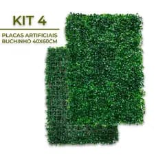 Kit 4 Unidades Placas 40x60 Buchinhos Grama Artificial Jardim Vertical Parede Verde Muro inglês