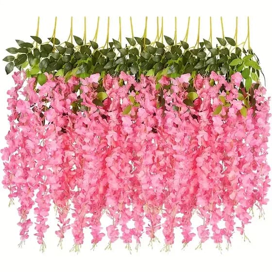 12pcs Flores Artificiais Wisteria Falsas Penduradas Em Vinha De Seda Para Decorações De Festas De Casamento No Jardim