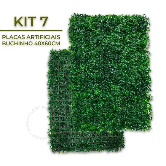 Kit 7 Unidades Placas 40x60 Buchinhos Grama Artificial Jardim Vertical Parede Verde Muro inglês
