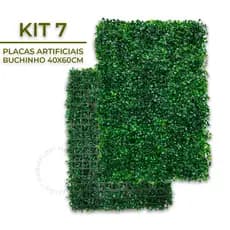 Kit 7 Unidades Placas 40x60 Buchinhos Grama Artificial Jardim Vertical Parede Verde Muro inglês